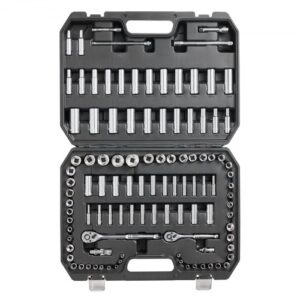 VEVOR Socket Set, 1/4" and 3/8" Drive Socket and Ratchet Set, 6-Point Socket Opening, 106 Pcs Tool Set SAE and Metric, Deep and Standard Sockets, 5/32