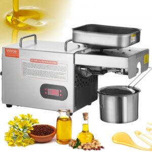 VEVOR Electric Oil Press Machine, 850W Stainless Steel Oil Extractor Machine, 0-300 / 32 - 572  Adjustable Temperature, Hot Press Oil Expeller for P