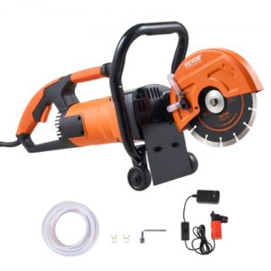 VEVOR Electric Concrete Saw, 7 in Circular Saw Cutter, 2000 W High Power with Max. 2.5 in Cutting Depth, Wet/Dry Disk Saw Cutter Includes Water Line,