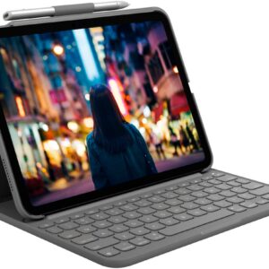 Logitech Tastatur "Slim Folio", grau (oxford, grau), B:19,5cm H:3cm T:27cm, Tastaturen, Tastatur