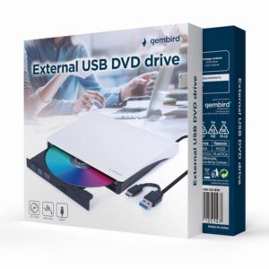 Gembird extern CD/DVD-brännare med USB-anslutning (USB 3.1 Gen 1) vit