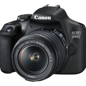 Canon EOS 2000D + EF-S 18-55mm f/3.5-5.6 III, 24,1 MP, 6000 x 4000 pikseliä, CMOS, Full HD, Musta