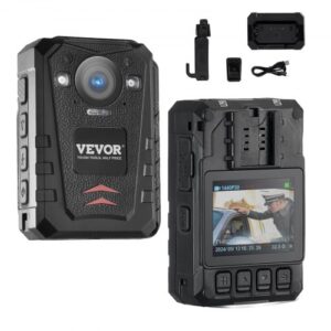 VEVOR 1440P HD Police Body Camera, 64GB Body Cam with Audio Video Recording Picture, Built-in 3500 mAh Battery, 2.0" LCD, Infrared Night Vision, Water