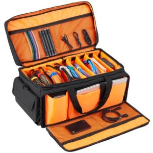 VEVOR DJ Cable File Bag, 1200D Oxford Fabric, DJ Gig Bag with 9 Detachable Divider 4.92 ft Padded Shoulder Strap Plastic Bottom Pad, 600 x 300 x 325 m