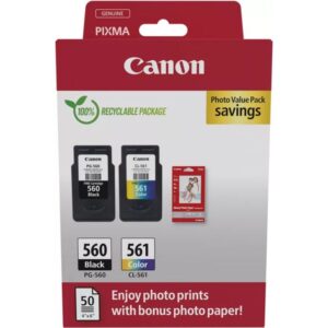 Canon PG-560 + CL-561 photo value pack (PG-560 / CL-561) - Schwarz + 3 Farben - Druckerpatrone - Multipack
