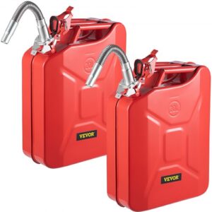 VEVOR Jerry Fuel Can, 20 L Portable Jerry Gas Can with Flexible Spout System, Rustproof  Heat-resistant Steel Fuel Tank for Cars Trucks Equipment, 2P