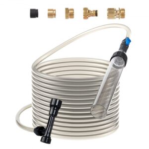 VEVOR Aquarium Vacuum Gravel Cleaner, 25 ft PVC Hose Fish Tank Vacuum Gravel Cleaner, Siphon Fish Tank Cleaner Vacuum, 3 Types of Brass Adapters, for