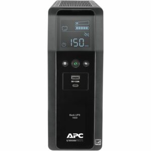 APC - UPS Battery Backup Pro, 1500VA/900W, Tower, 10 Outlets, LCD Display, USB-A + USB-C ports - Black