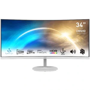MSI Curved-LED-Monitor "PRO MP341CQW", Energieeffizienz: G, weiß, B:80,93cm H:36,58cm T:10,36cm, Monitore, 3 Jahre Herstellergarantie, Curved-LED-Monitor, Topseller