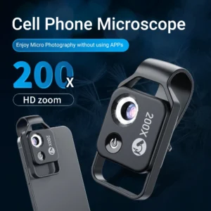APEXEL Digital 200X lente per microscopio con CPL Mobile LED Guide Light Lamp Micro Pocket SuperMacro Lens per iPhone Samsung phones