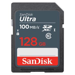 SanDisk Ultra (128 GB, SDXC, U1, UHS-I), Speicherkarte, Rot, Schwarz, Grau