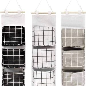 NO BRAND Set Di 3 Borse Portaoggetti Impilabili Da Parete - 3 Livelli In Lino - Organizer Impermeabile Da Appendere Per Camera Da Letto, Bagno E Cucina