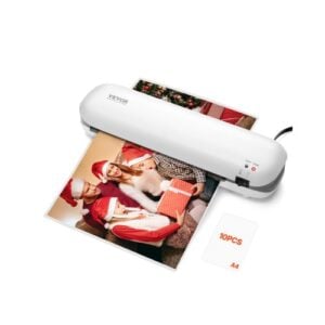 VEVOR Laminator Machine, Thermal Laminator for Max A4 Paper Size, 3-4 min Quick Warm Portable Laminator, 3-5 mil Thickness, Ideal for Home, Office, Business, or School Supplies, White + Grey