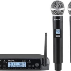 NÖRDIC Dual Wireless Microphone System 2 Handheld Dynamic Microphones, Adjustable UHF Channels, 50M Range,Wireless Microphones for Karaoke(GLXD4)